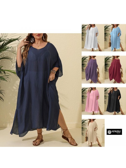 Vestito Copricostume Caftano Mare Donna Taglie Forti Cover Up Curvy OSCOV002